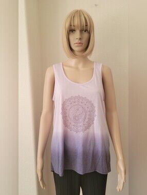 Brisas Women's Ombre Dip Dye Mandala Hi-Lo Tank Top M, NWOT